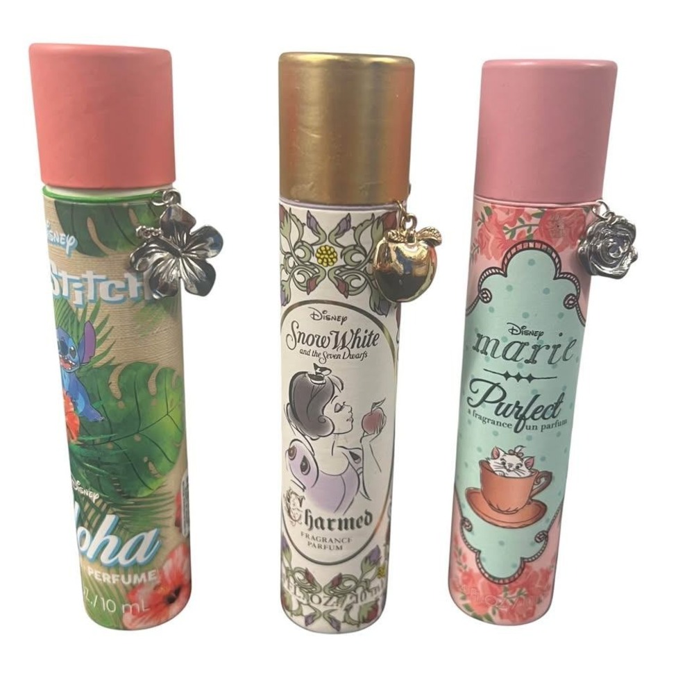 Disney Rollerball Perfume Travel Set Of 3 .34 Fragrances Aloha Charmed Purfect‎
